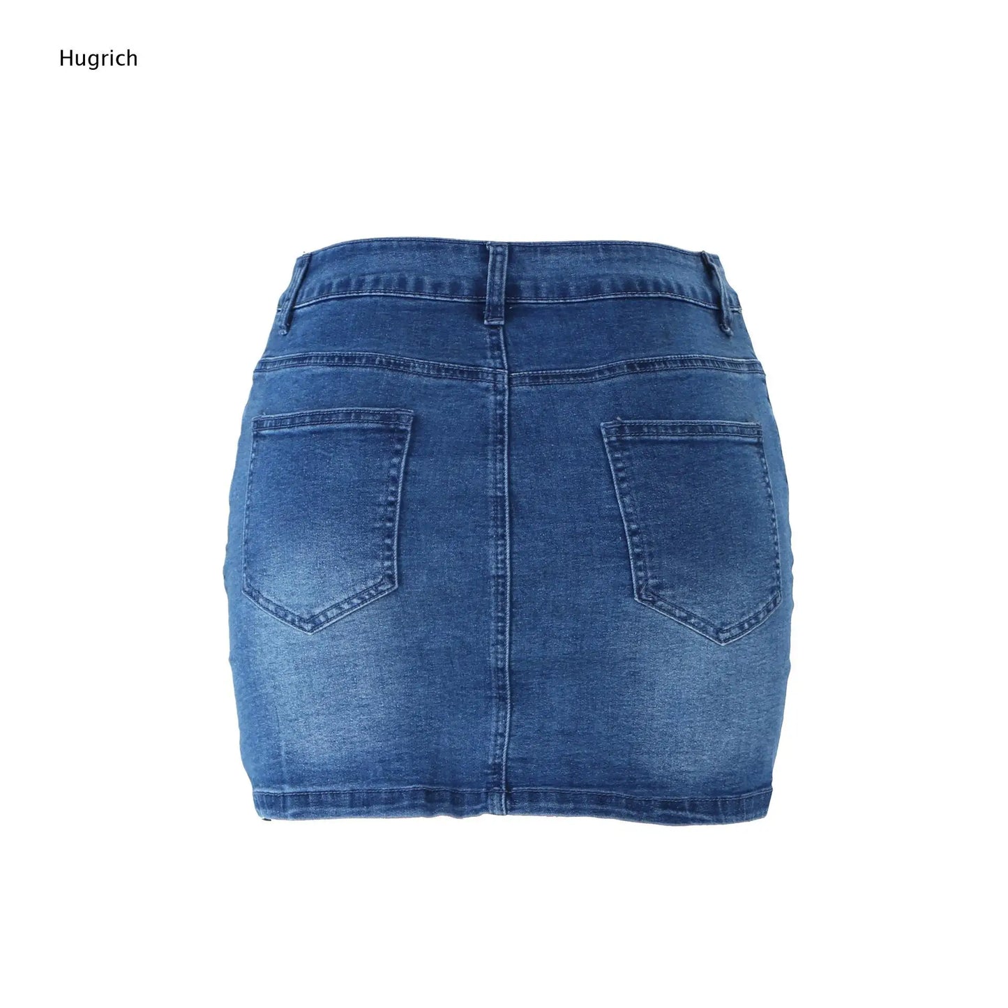 Single Breasted Vertical Button High Waist Denim Short Skirt Slim Fit Classic Side Pocket Mini Jean Skirt For Women