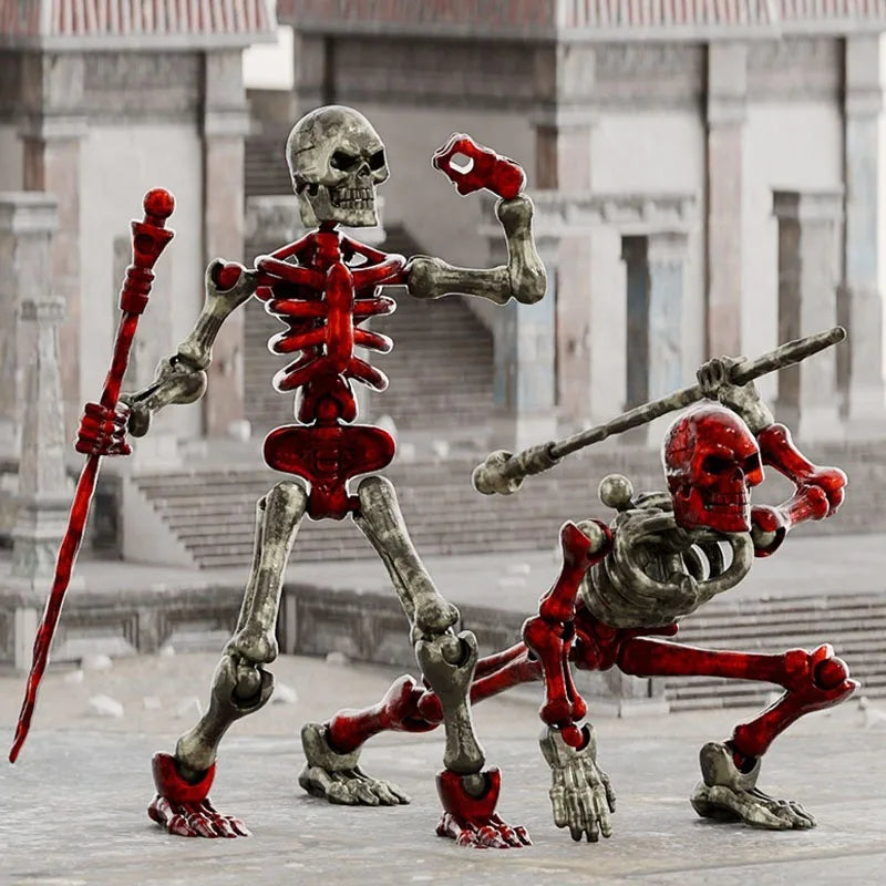 Hot 6pcs Action Figure Death God Skeleton Multi-Joint Mobile Shapeshift Robot,Halloween Action Manikin Decorative Ornaments Toys