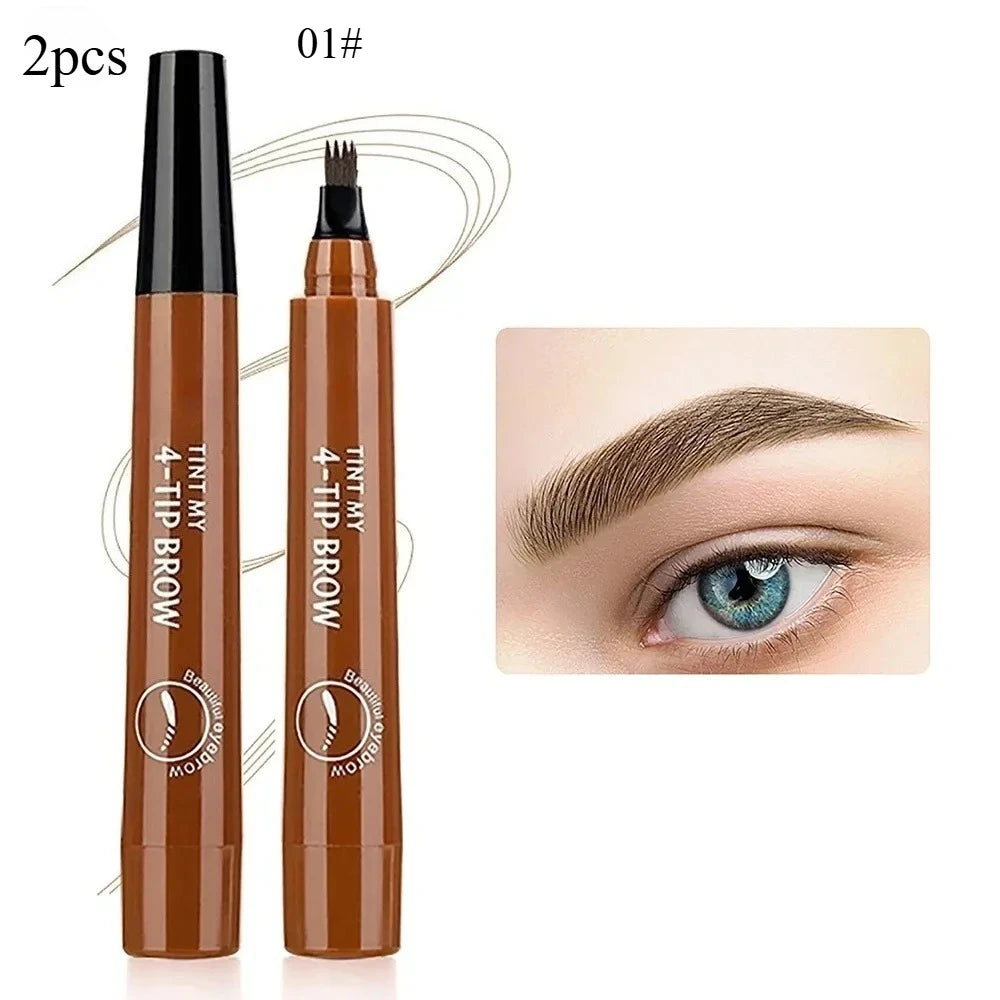Four-pronged eyebrow pencil, four-end, long-lasting, non-smudged, water-resistant, anti-smudged eyebrow pencil