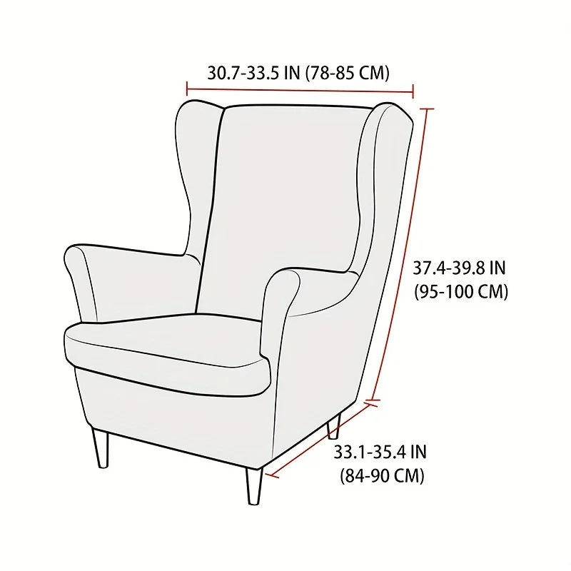1 Set Jacquard Wing Chair Covers Elastic Single Wing Back Sofa Cover All Inclusive with Seat Cushion Cover for Living Room