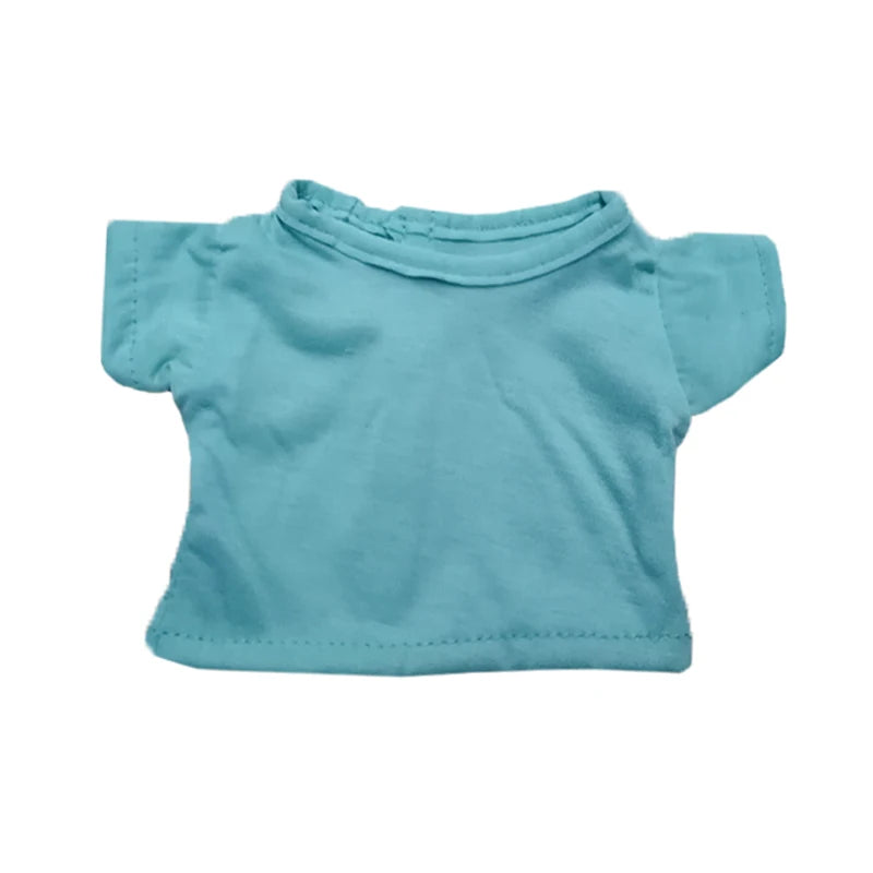 Doll Clothes Summer T-shirt Pure Cotton Short Sleeve Handmade Solid Color Clothes For 16-18Inch ,43cm Baby Doll  DIY Toys Gifts
