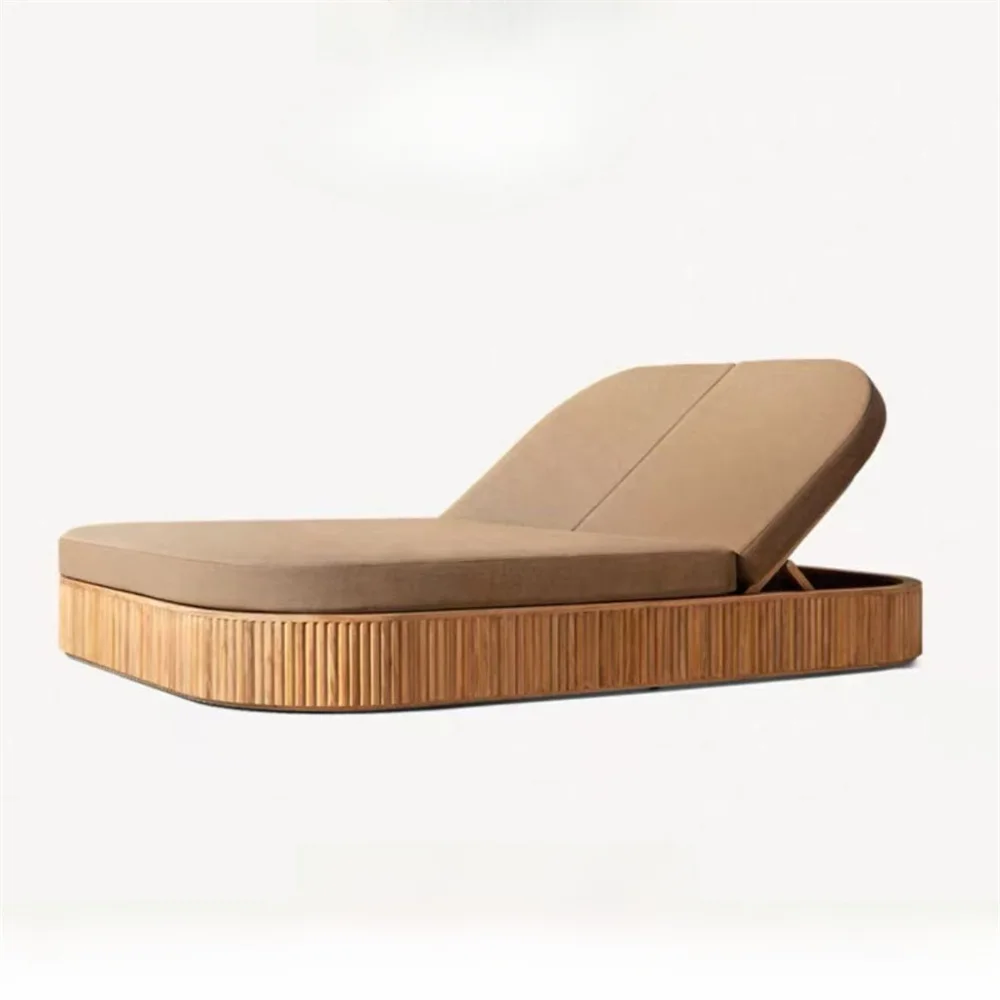 Outdoor garden furniture Custom garden patio teak sectional sofa set Waterproof fabric sofa  table and chair covers wood frame