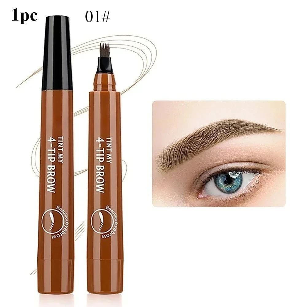 Four-pronged eyebrow pencil, four-end, long-lasting, non-smudged, water-resistant, anti-smudged eyebrow pencil