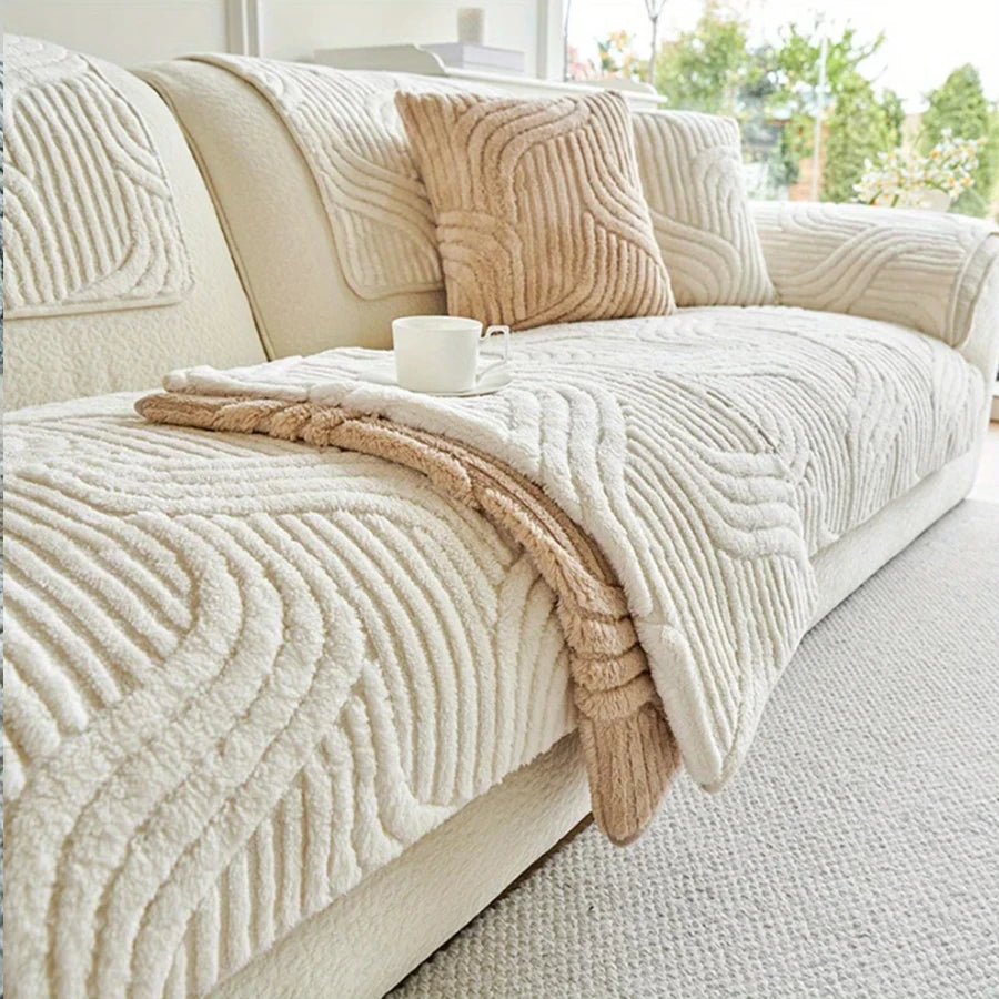 2pcs/ set Velvet Sofa Cover L-shaped Couch Protector Covers Autumn Winter Velvet Sofa Throw Blanket Pet Friendly