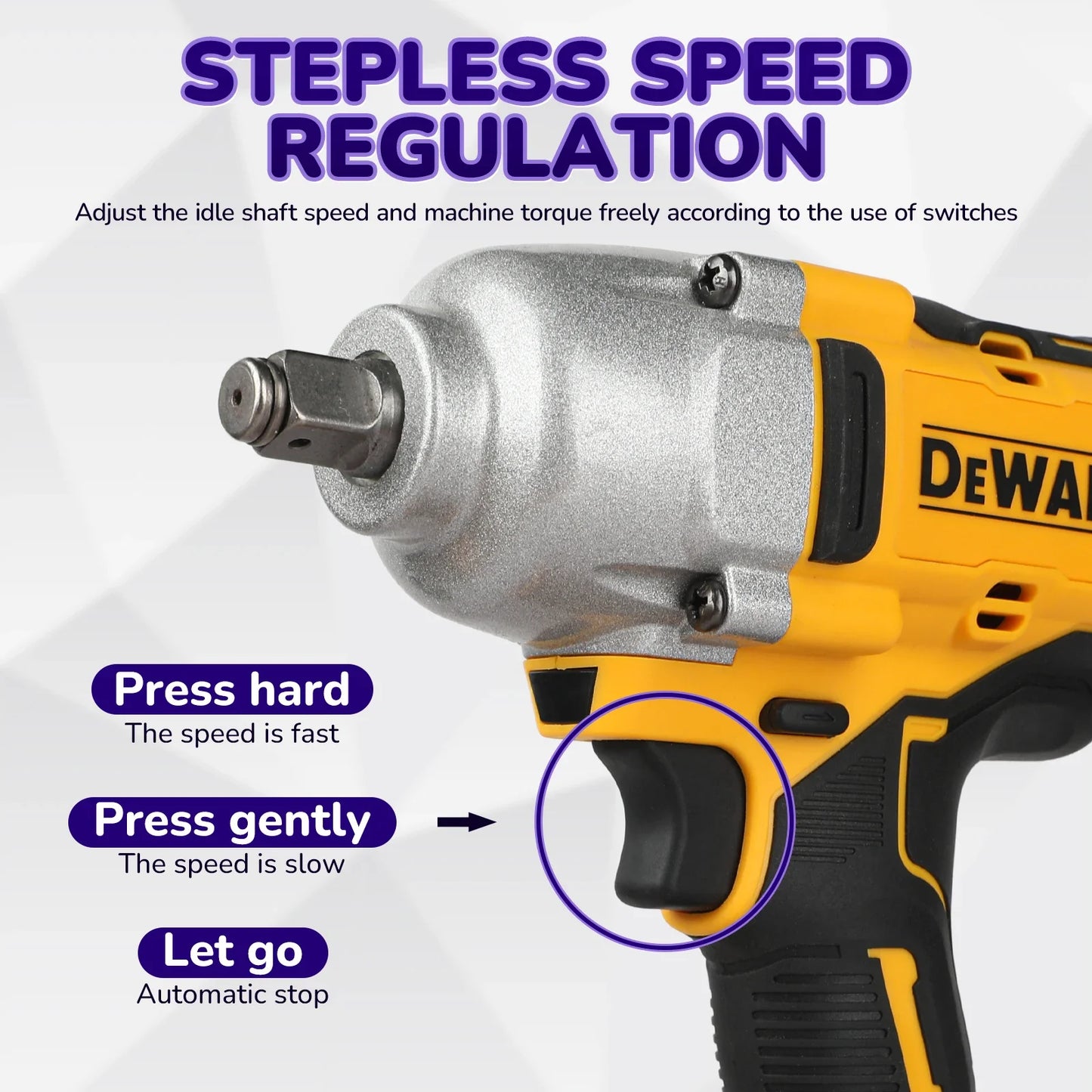 DeWalt DCF900 High Torque Brushless 20V Electric Impact Wrench Powered Electric Durable for Professiona Naked Tool