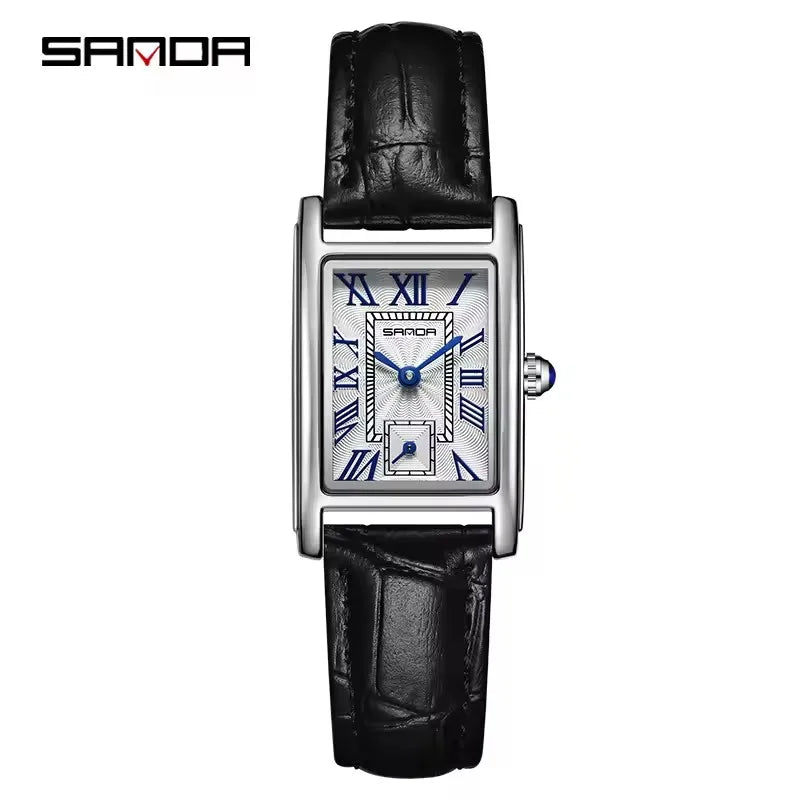 SANDA 1116 New Fashion 2025 Elegant Design Rectangle Dial Water Resistant Quartz Movement Business Women Analog Wrist Watch часы