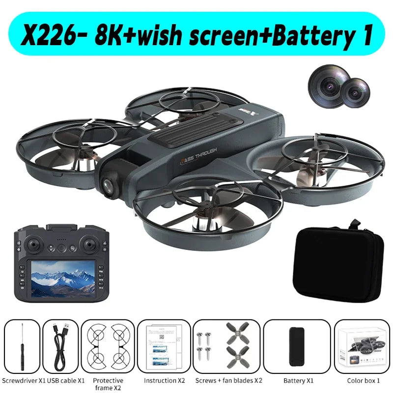 Original X226/X226VR Mini Drone 4K Professional Remote Control Helicopter Plane RC Dron With Screen Quadcopter Toy Gift for Kids
