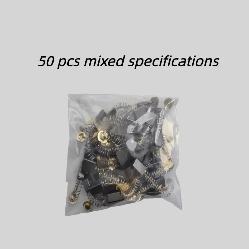 50pcs Heavy-Duty Carbon Brush with Metal Bases - for Drills, Sanders, Grinders, Motors - Durable Motor Repair Parts Kit