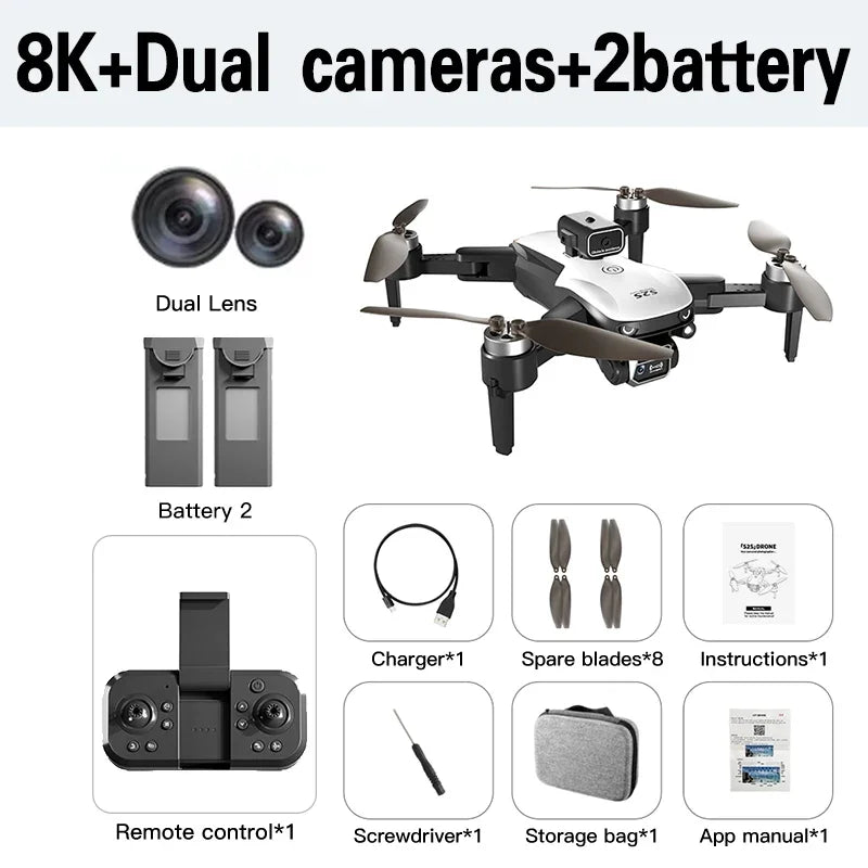 Original S2S Mini Drone 8K HD Professional 4K Dual Camera Obstacle Avoidance Brushless Motor Foldable Rc Quadcopter Toys Gift