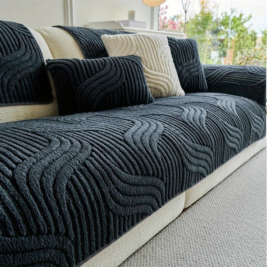 2pcs/ set Velvet Sofa Cover L-shaped Couch Protector Covers Autumn Winter Velvet Sofa Throw Blanket Pet Friendly