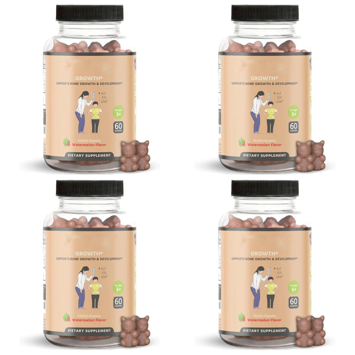Kids Multivitamin Gummies with Calcium Vitamin D Daily Wellness Support for Kids Watermelon Flavor 60 Gummies