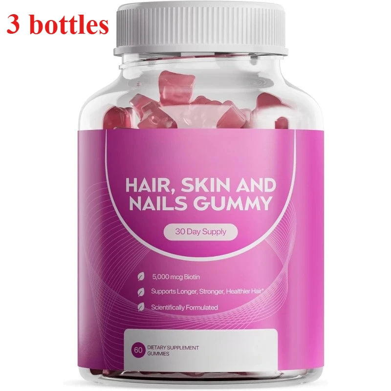 60 Count Hair Vitamin Gummies Support Healthy Growth of Hair and Nails for Women & Men Contain 5000mcg Biotin and MultiVitamin