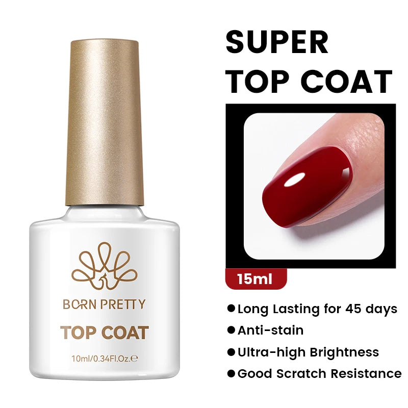 BORN PRETTY 10ml Base Gel Top Coat Rubber Gel Reinforcement Gel for Nails Tools Soak Off UV LED Nail Varnish Function Gel