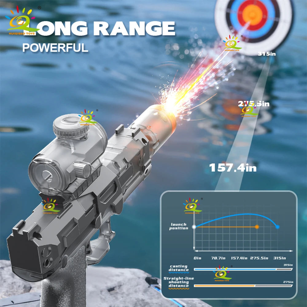 HUIQIBAO New Electric Water Gun with Rapid-Fire Function Children's Water Gun with Flashing Lights Electric Water Gun Toy