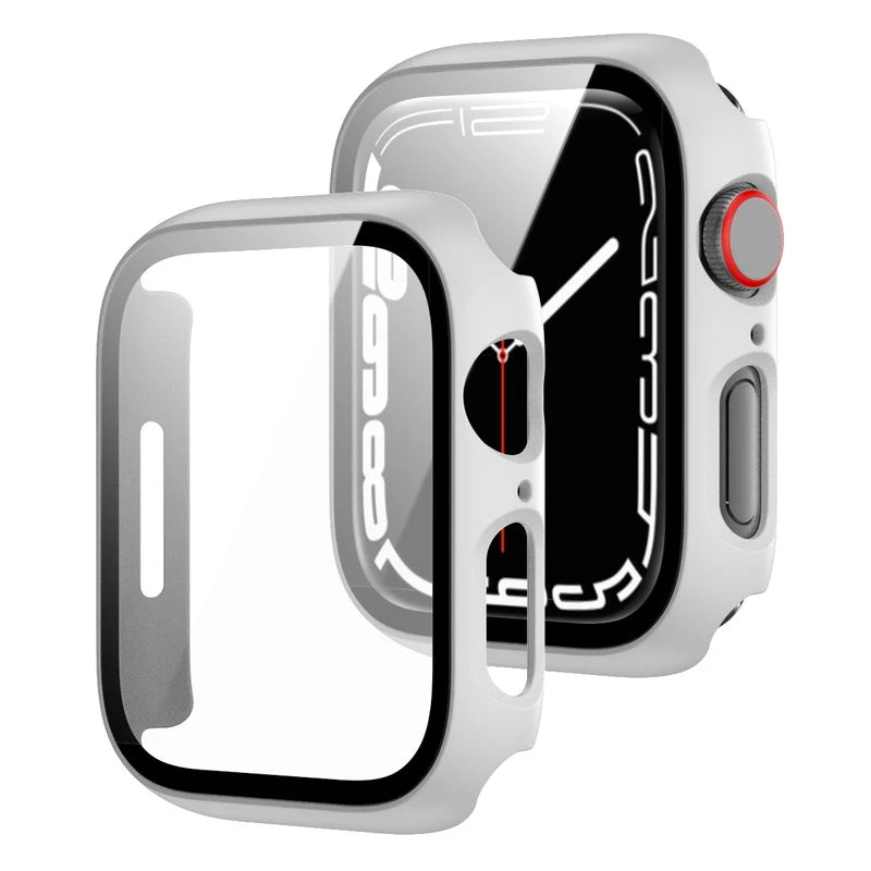 Tempered Glass+Cover For Apple Watch Case 45mm 41mm 44mm 40mm 42mm Screen Protector Apple Watch Accessories Serie10/9/8/7/6/5/SE