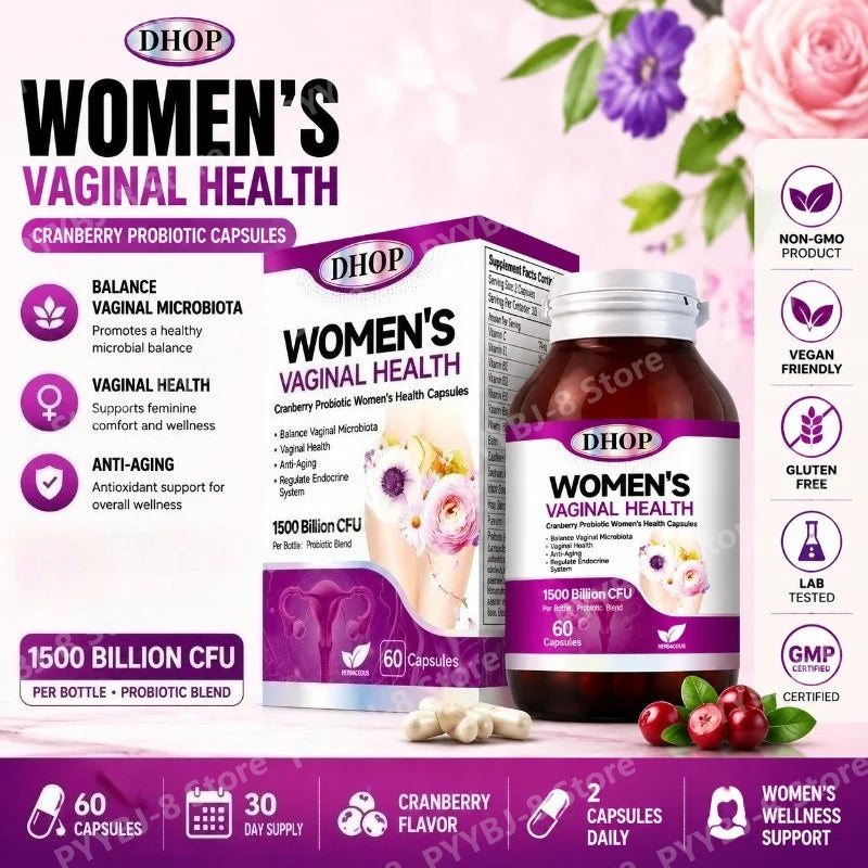 Women Vaginal Health Capsules 60 Count with Multivitamin,Probiotic Blend — Support Urinary System Wellness & Balanced Microbiota