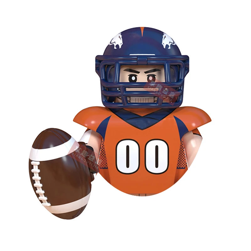 Model American Football Stars Building Blocks Sport Rugby Player Helmet Trophy Mini Action Figures Toys For Birthday Gifts Kids