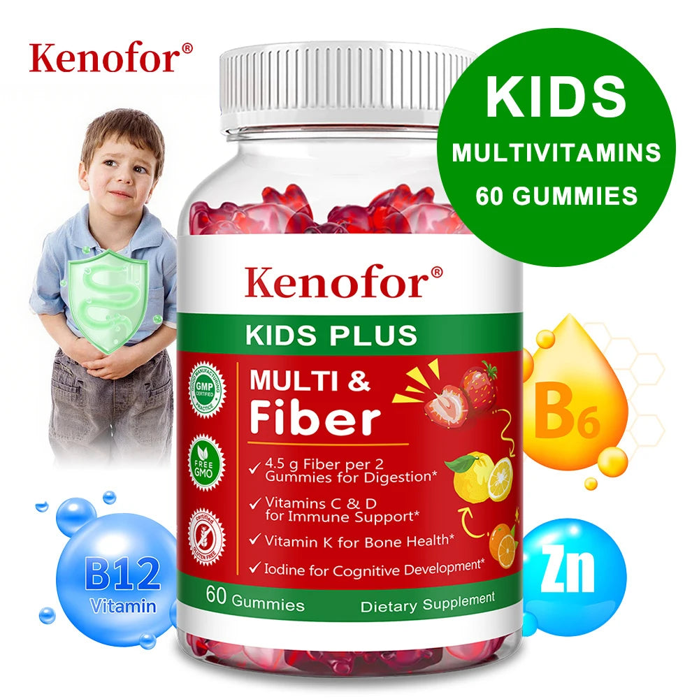 Kids Multivitamin Gummies with Vitamins A/C/D3 & Zinc - Immunity, Brain & Growth Support, Promote Nutrient Absorption