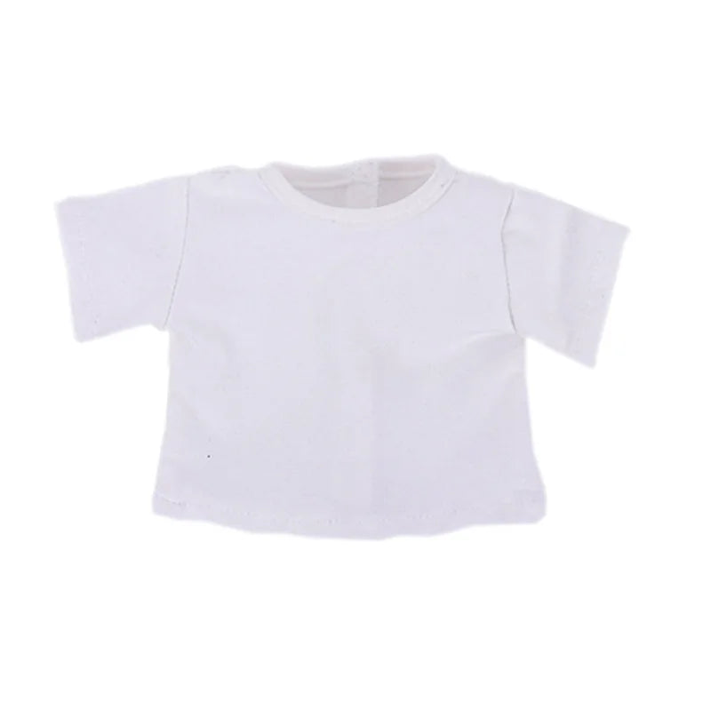 Doll Clothes Summer T-shirt Pure Cotton Short Sleeve Handmade Solid Color Clothes For 16-18Inch ,43cm Baby Doll  DIY Toys Gifts