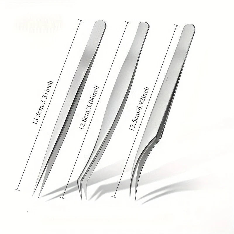 Stainless Steel Precision Pointed Tweezers, Beauty Makeup Eyebrow Pliers, Hair Removal , Accurate Pimple/Blackhead Extraction