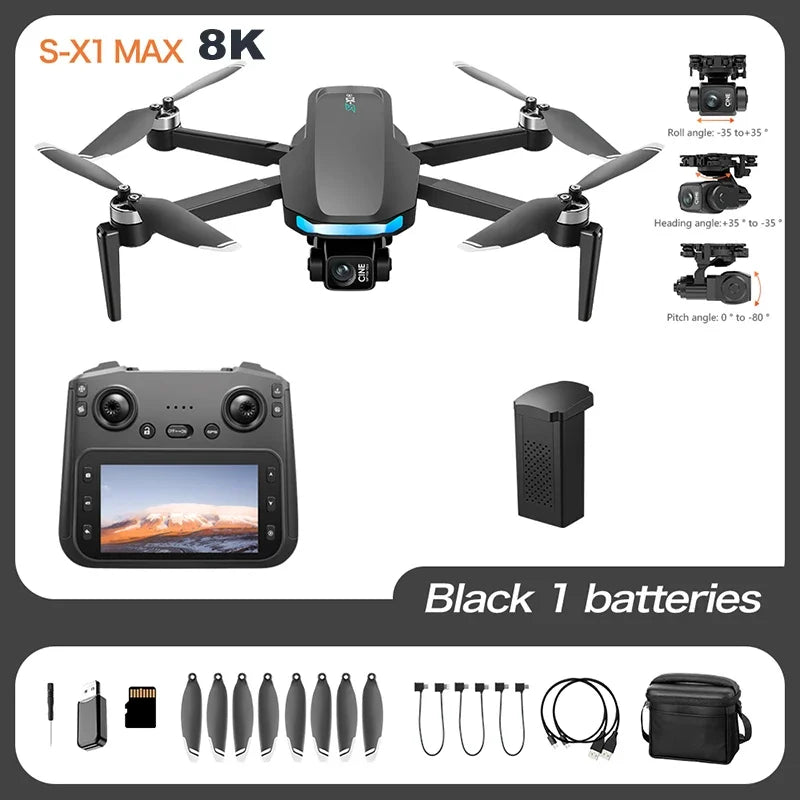 Original S-X1 GPS Drone 8K HD professional camera Three-axis gimbal WIFI Obstacle Avoidance Quadcopter Brushless Toy Gift