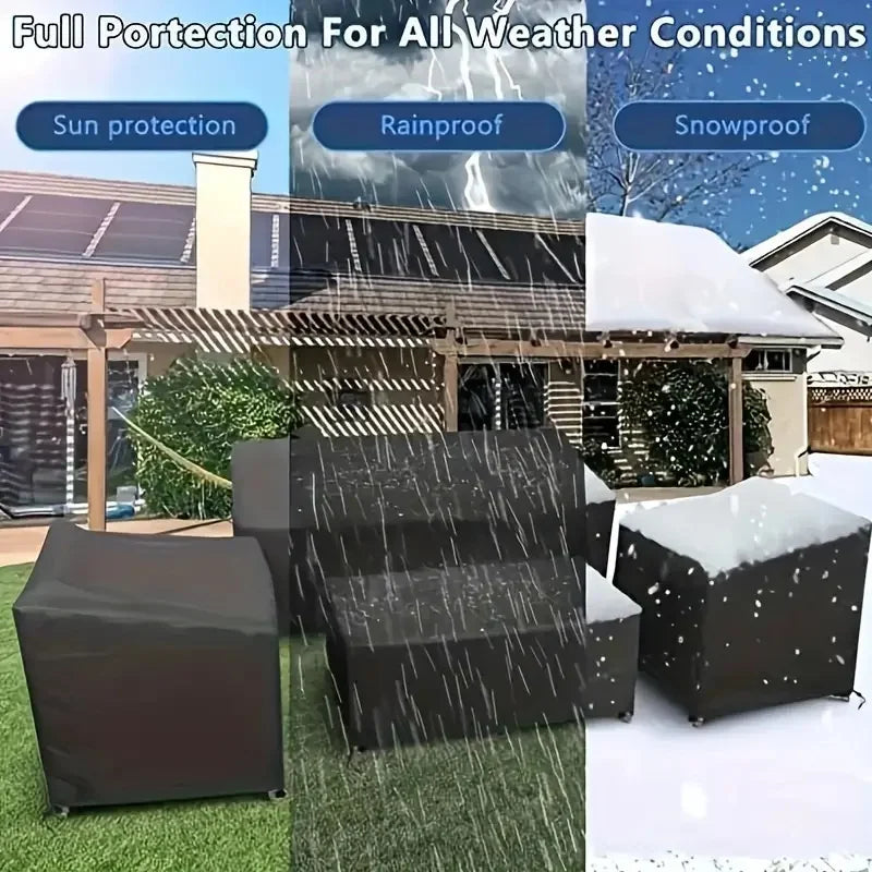4pcs Outdoor Furniture Cover Set Includes an Outdoor Sofa Cover,Two Chair Covers,And a Coffee Table Cover.