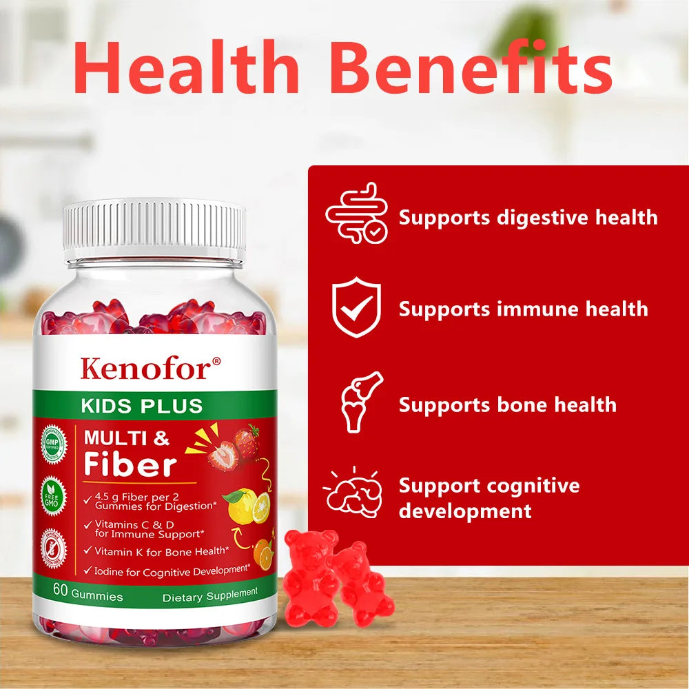 Kids Multivitamin Gummies with Vitamins A/C/D3 & Zinc - Immunity, Brain & Growth Support, Promote Nutrient Absorption