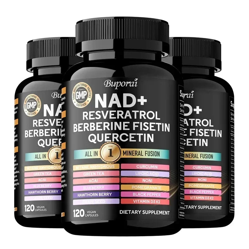 NAD+ Resveratrol Berberine - Supports Cardiovascular Health, Improves Endurance, Promotes Cell Health,Supplement Nutrition