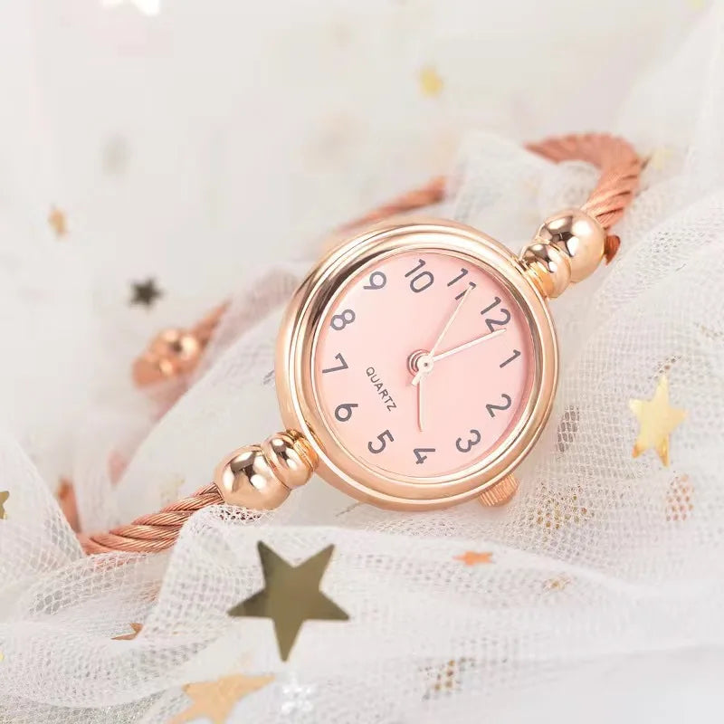 2PCS Fashion Luxury Women's Watch Gold Fine Strap Ladies Watch For Bracelet Montre Femme Female Wrist Watch Women Clock Relojes