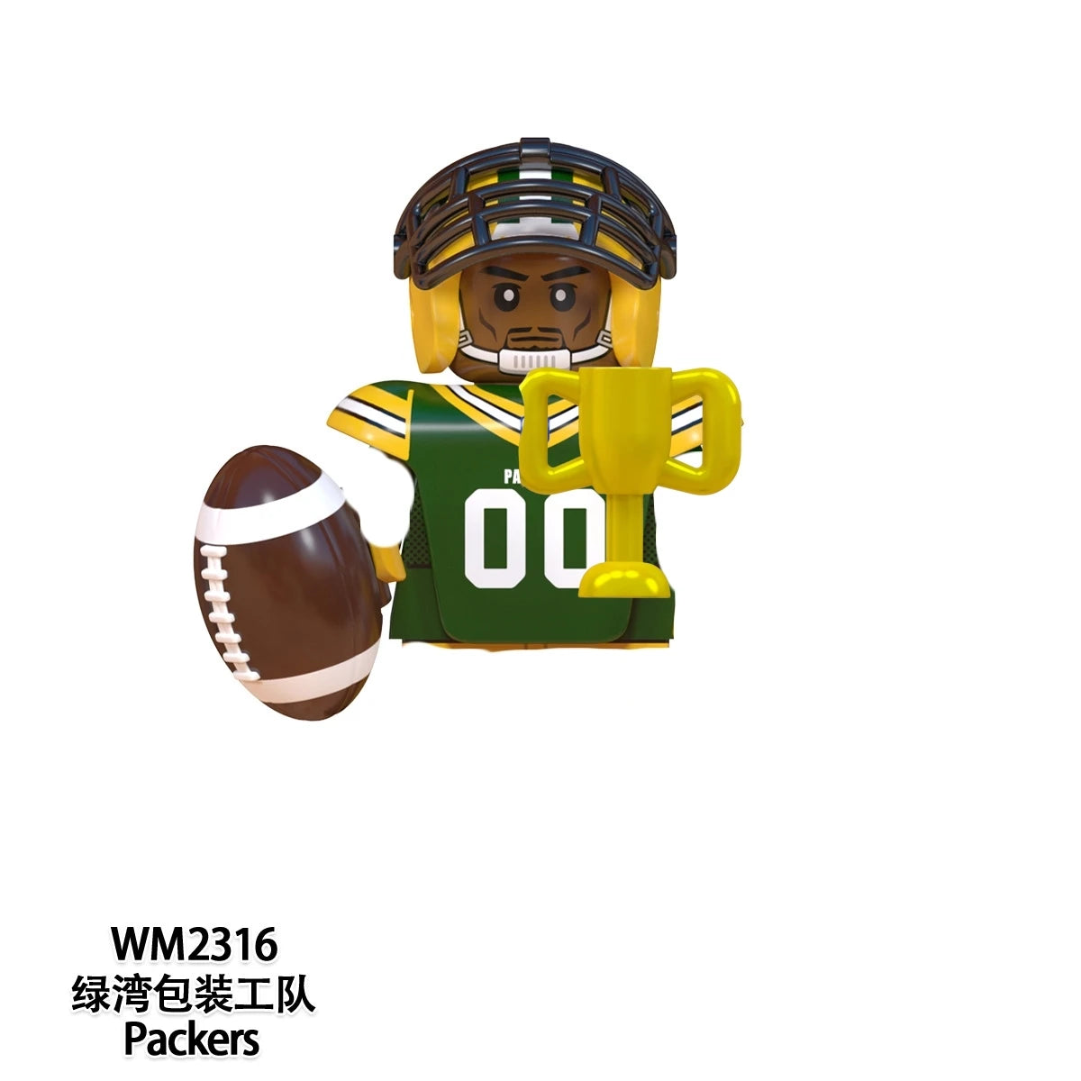 Model American Football Stars Building Blocks Sport Rugby Player Helmet Trophy Mini Action Figures Toys For Birthday Gifts Kids