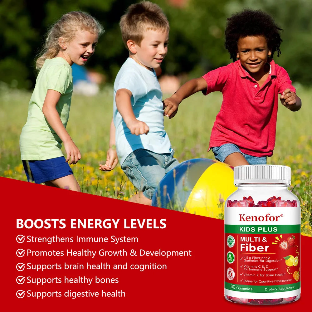 Kids Multivitamin Gummies with Vitamins A/C/D3 & Zinc - Immunity, Brain & Growth Support, Promote Nutrient Absorption