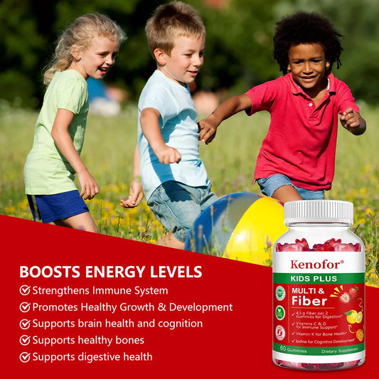 Kids Multivitamin Gummies with Vitamins A/C/D3 & Zinc - Immunity, Brain & Growth Support, Promote Nutrient Absorption