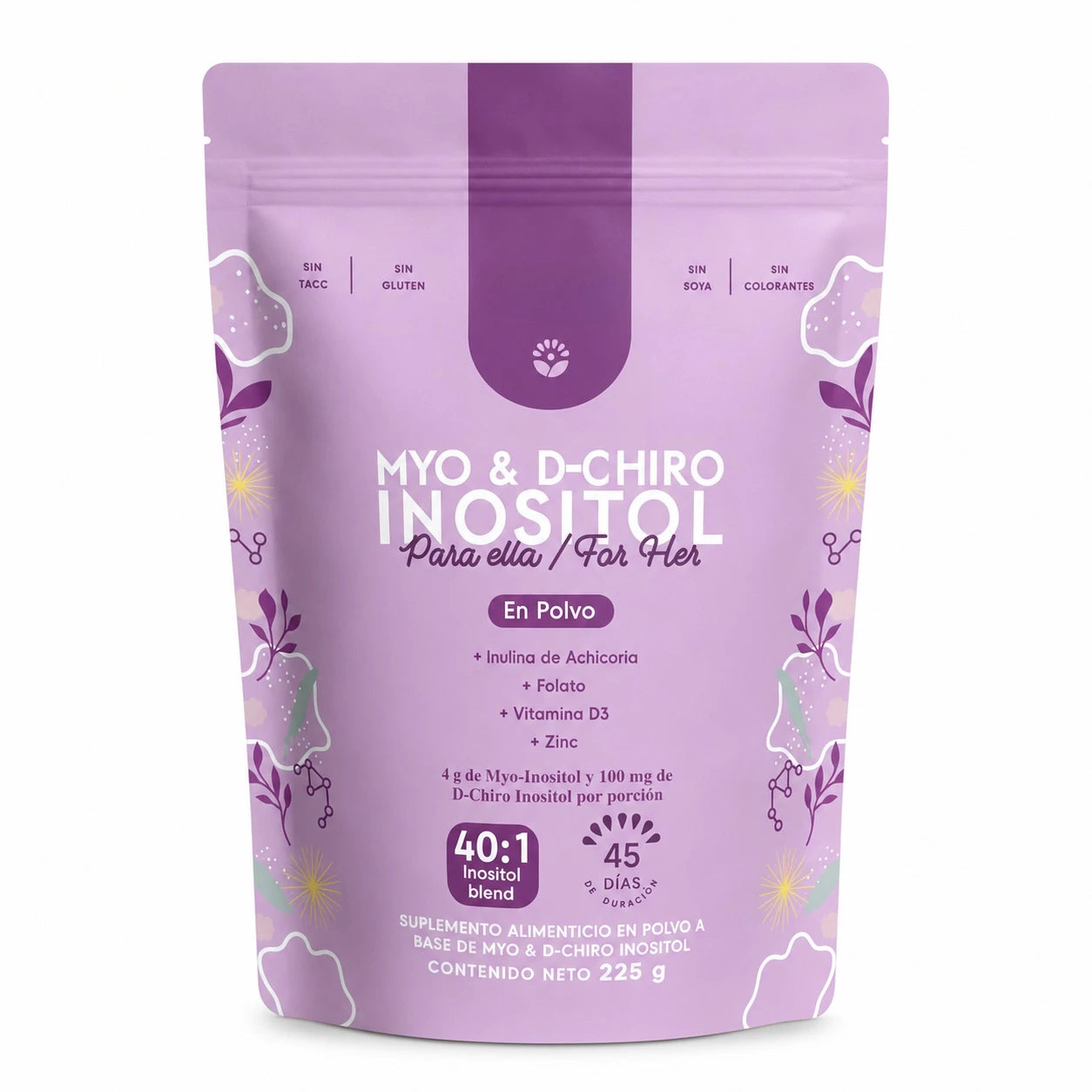 Myo & D-Chiro Inositol Powder 40:1 Mix Supplement Support Women's Daily Health with Folate,Vitamin D3 & Zinc Nutritional Formula