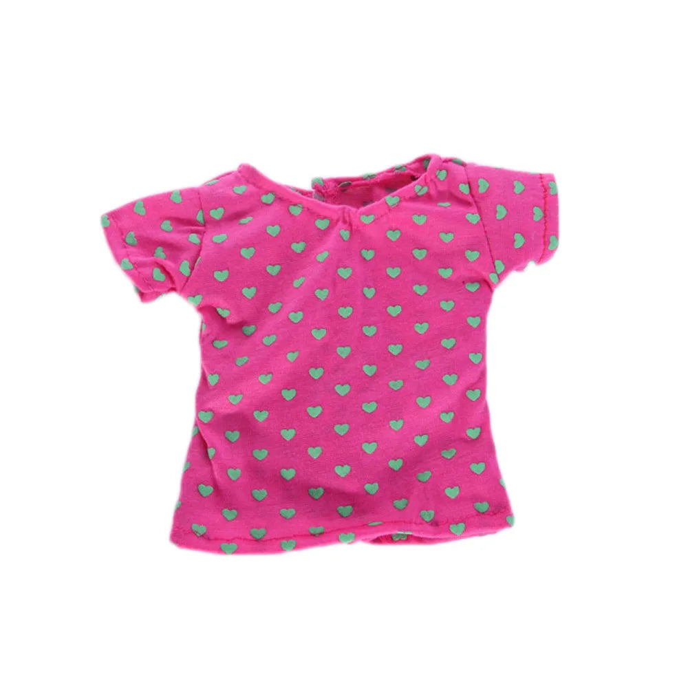 Doll Clothes Summer T-shirt Pure Cotton Short Sleeve Handmade Solid Color Clothes For 16-18Inch ,43cm Baby Doll  DIY Toys Gifts