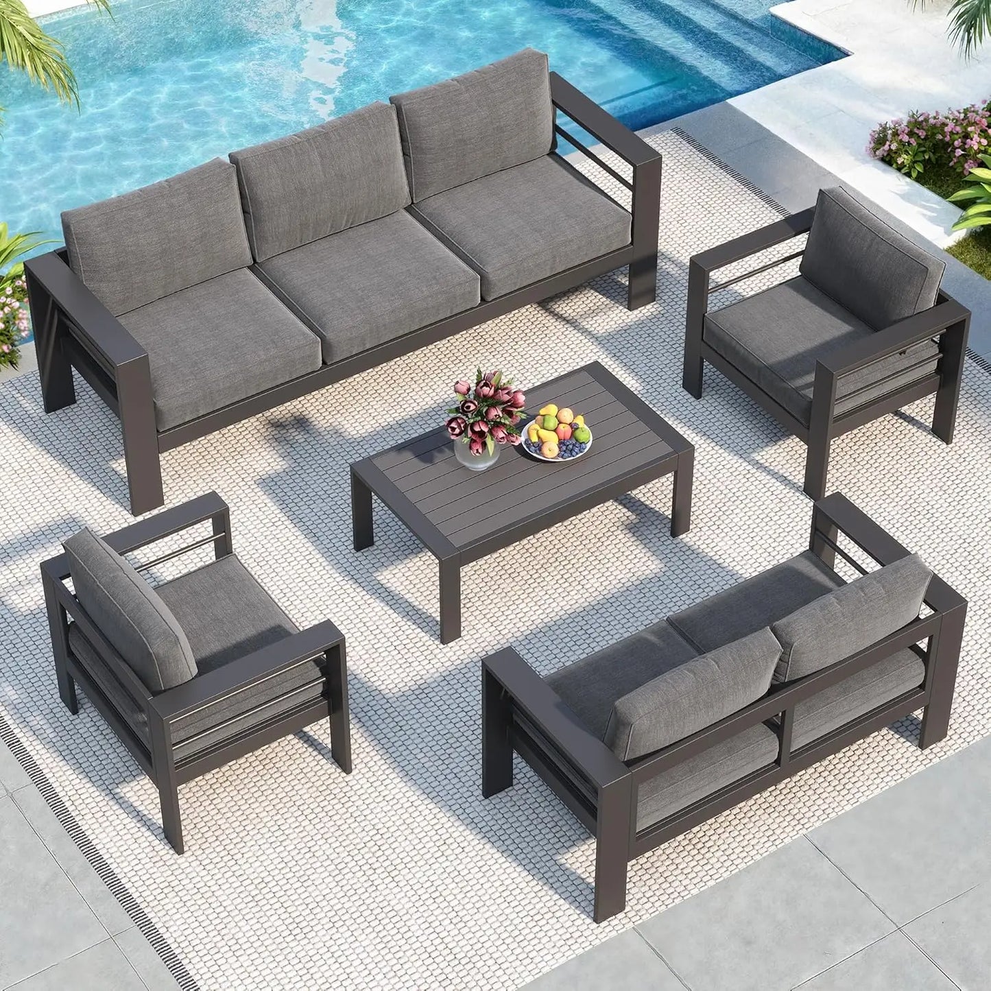 Aluminum Patio Furniture Set for All Weather, Oversized Metal Outdoor Furniture Set with 27.5" Deep Seating and, Customized