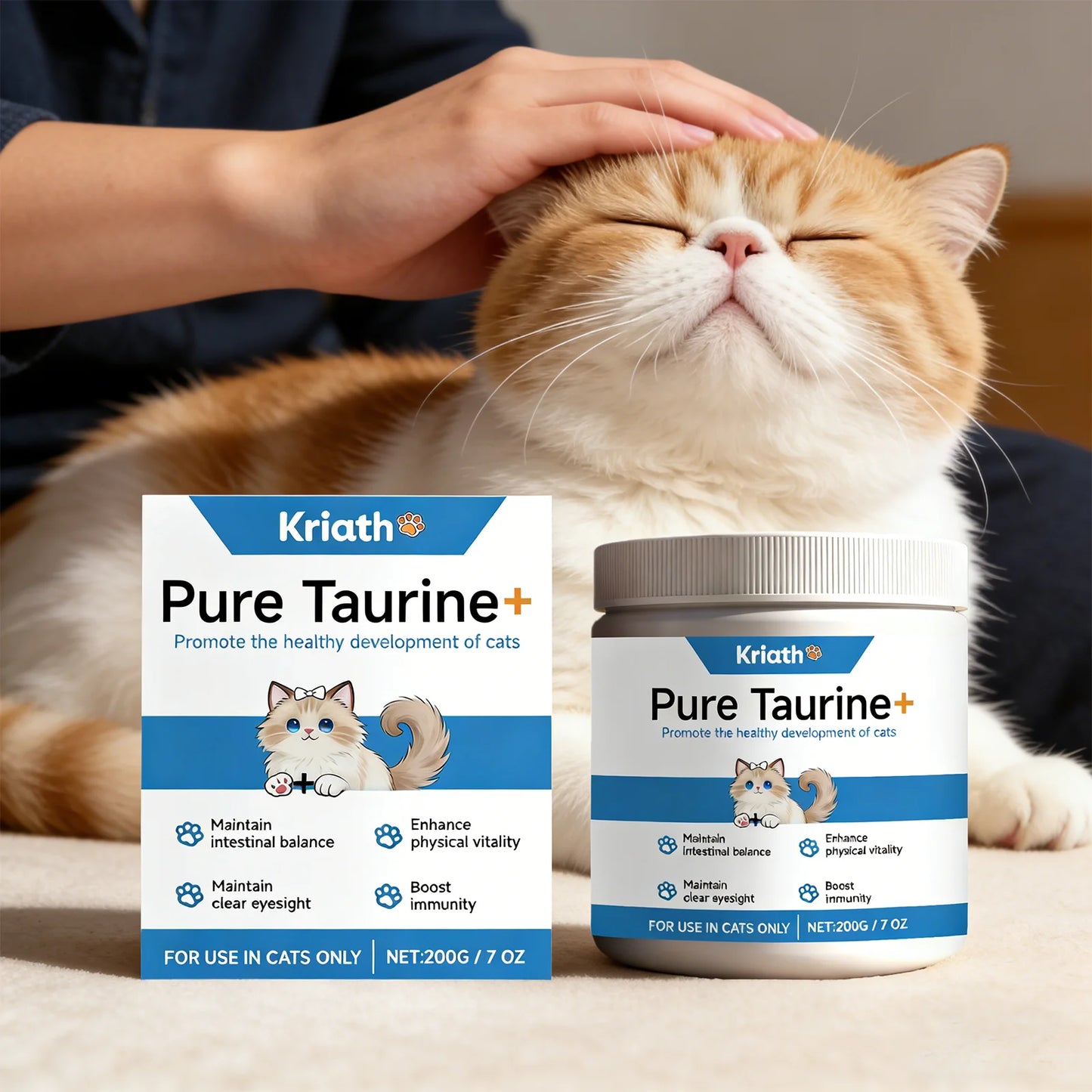 All-in-One Cat Health Powder Taurine & Multivitamin Supplement for Heart Vision Immunity Daily Dose for Kittens Adult Old Cats