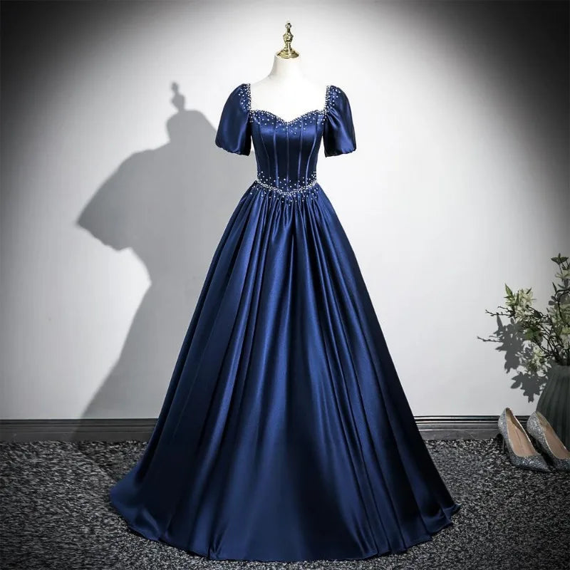 Fashion Strap Evening Dress 2026 New Spring High-end French Temperament Socialite Adult Dress Satin Elegant Dress Deep V-neck