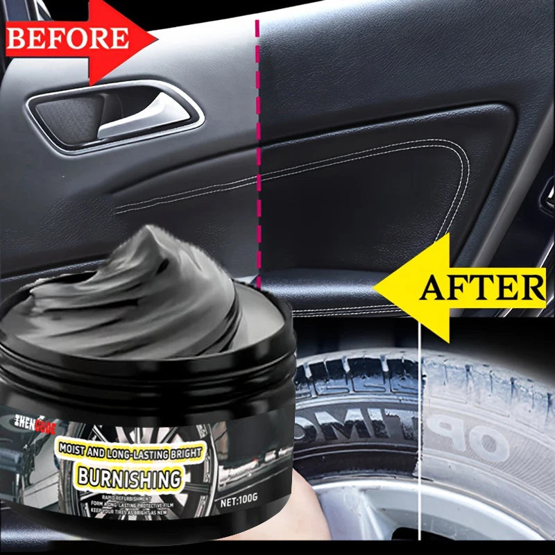 1 Piece 100g Car Tire Gloss Maintenance Agent Car Wax Tire Coating Paste Polishing Cleaning Wax - Bright Tire and Re-Blackening, Seat Care and Recovery Gloss