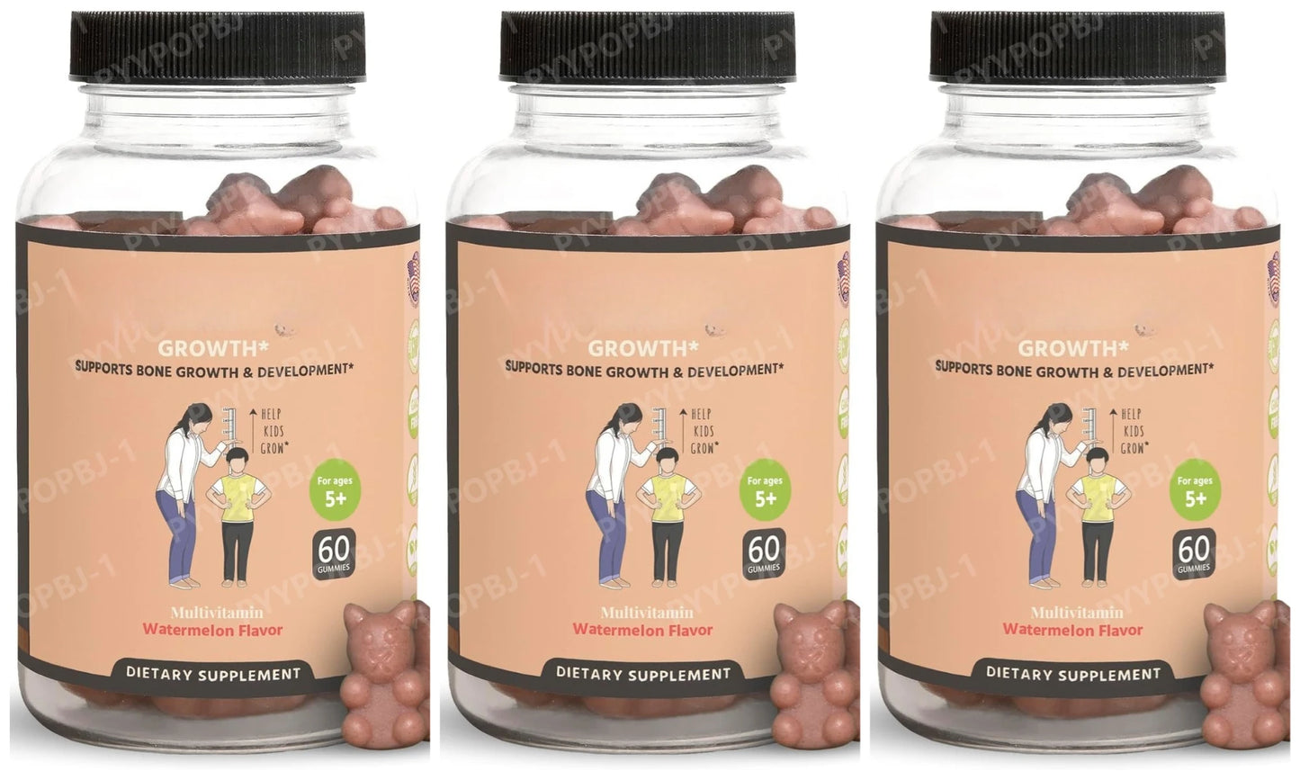 Children's Nutritional Gummies Daily Multivitamin with Calcium Vitamins D & K 60 Gummies Nutrition Supplement Watermelon Flavor