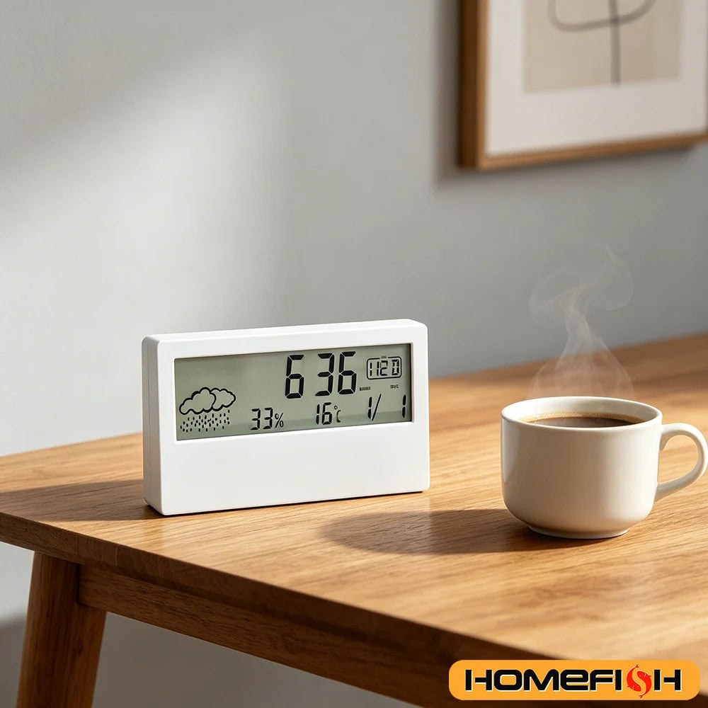 LED Thermometer Thermo-Hygrometer Multifunction Electronic Clock Temperature Humidity Meter Weather Station for Home With Alarm