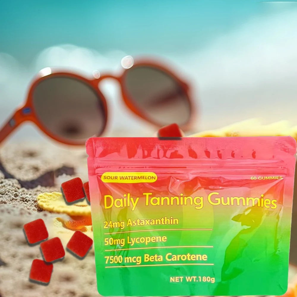 Tanning Gummies for Women & Men | Sun Tan Tanning Supplement with Astaxanthin, Lycopene, Multivitamins | Skin Radiance HYdration