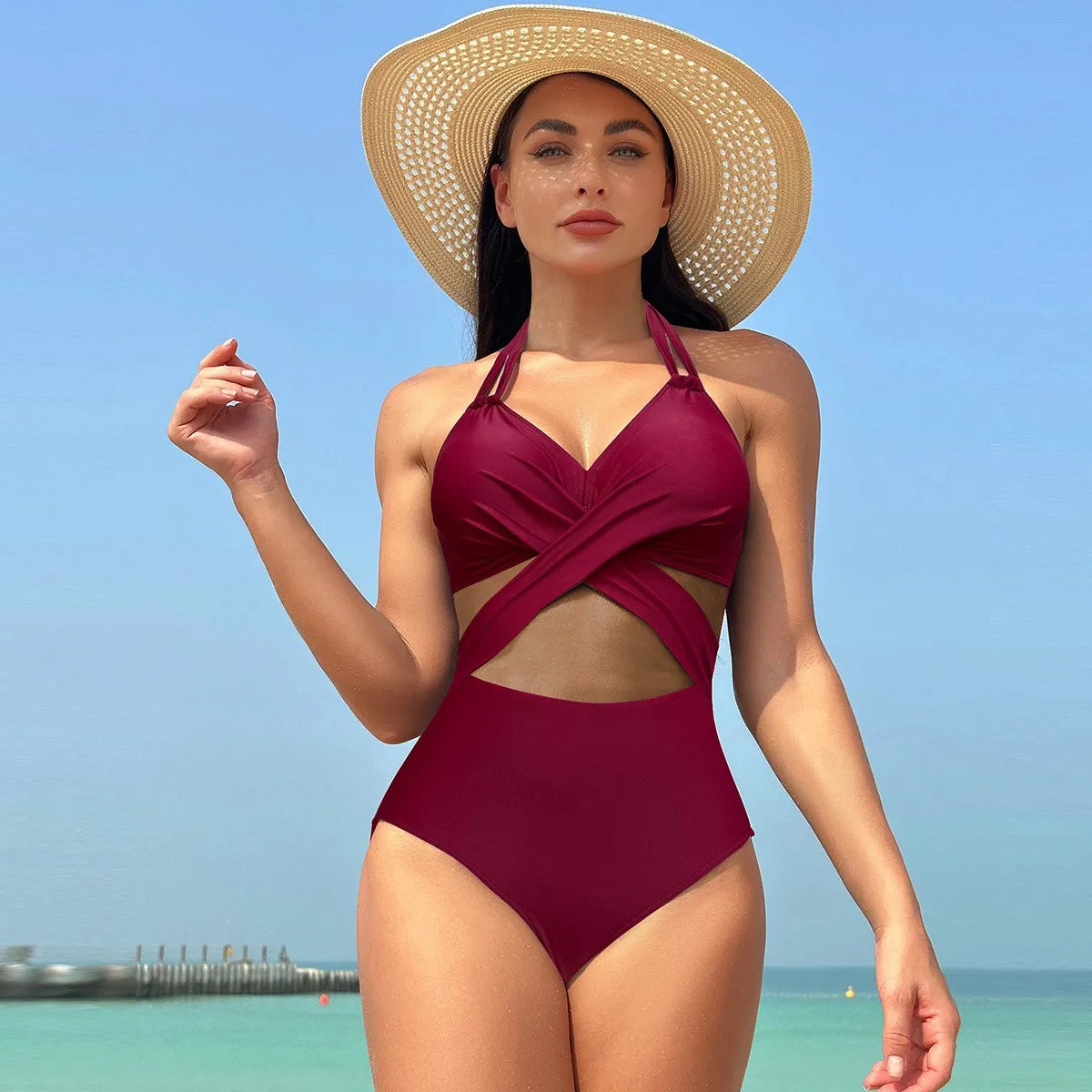 Women's Sleeveless Solid Color Mesh Tankini Bikini Set – Tankini Woman Bathing Suit for Summer Beach Swimwear Dames with Sheer