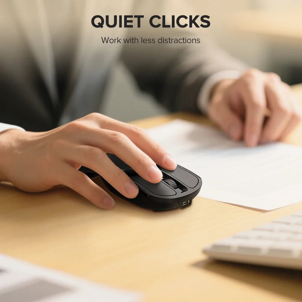 Delux Pocket Folding Mouse Wireless 2.4G Bluetooth5.2 Silent Click Portable Ultra-light 55g for MacBook Tablet Computer PC Mice