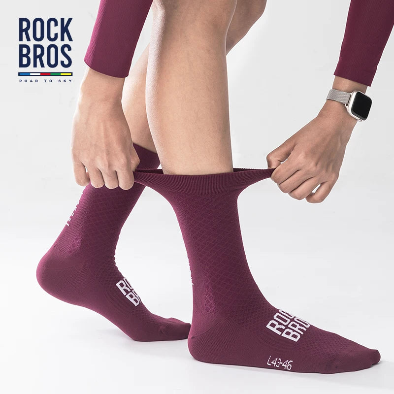 ROCKBROS Cycling Socks Breathable Professional Sport Socks Comfortable High-elastic Outdoor Bicycle Socks shock-absorbing 2Pairs