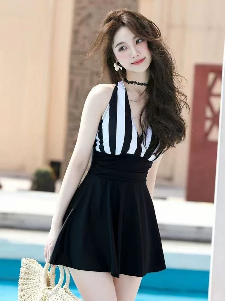 Ladies Monokini Ruched Bodice Slim Fit Swimming Suit Conservative Cut Tummy Hiding Summer Holiday Beach Costume