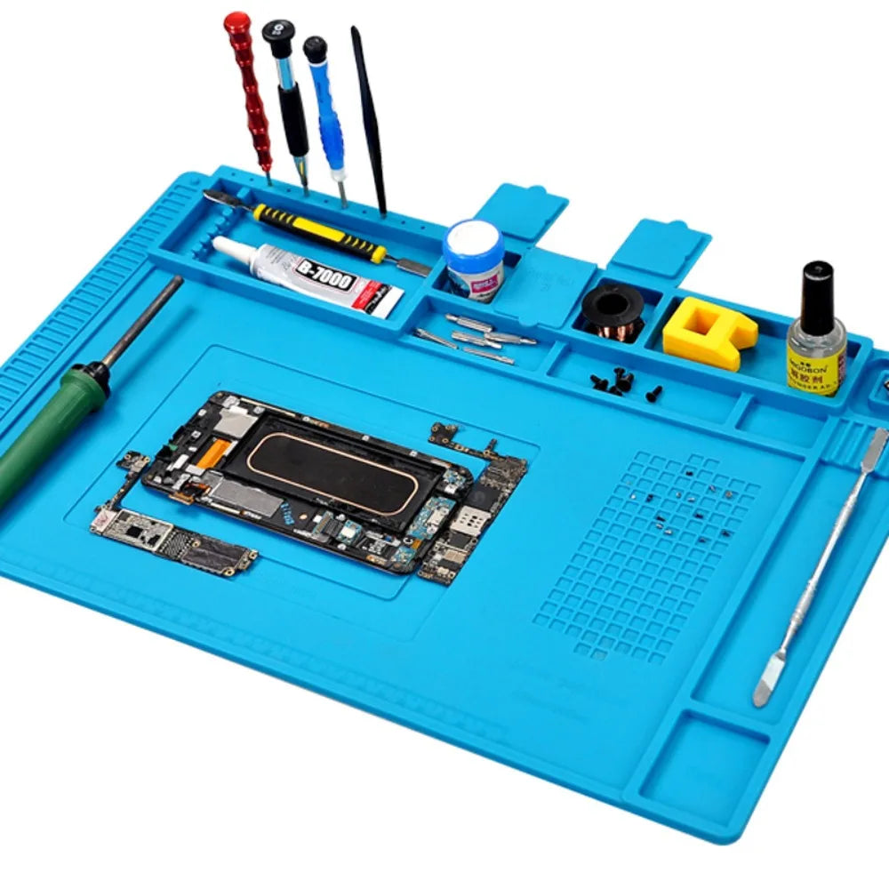 Magnetic Mat Silicone Work Mat Soldering Station Mat Heat Resistant 932°F Anti-Static for Electronic Phone Laptop Watch Repair