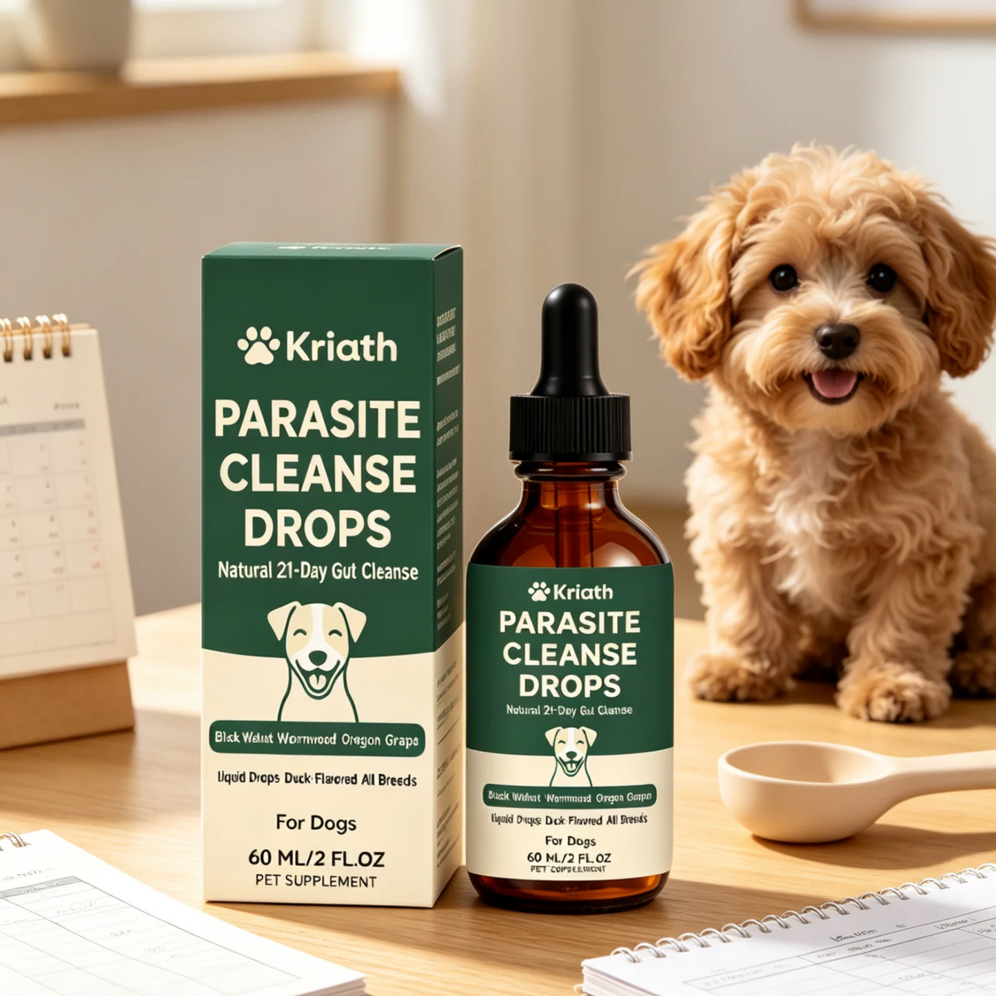 Kriath Pet Digestive Supplement Drops Digestive Comfort Gastrointestinal Health Immune Support Gentle Dog Nutrition Supplement